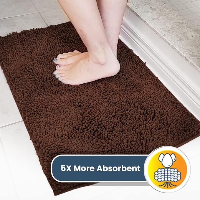 Muddy Mat® | Super Absorbent Door Mat Indoor, Microfiber Quick Dry Chenille Entryway Rug, Non-Slip Front Door Mat, Indoor Mats for Entryway, Machine Washable Pet Rug, Chocolate Brown 5ft x 7ft