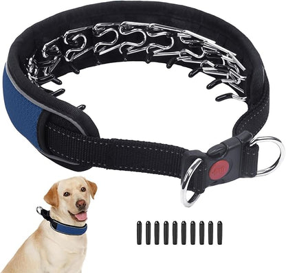 Martingale No Pull Dog Collar for Large Medium Dogs Training Walking, Heavy Duty Nylon Reflective Adjustable Anti Pull Slip Collar with Buckle S Dark Blue
