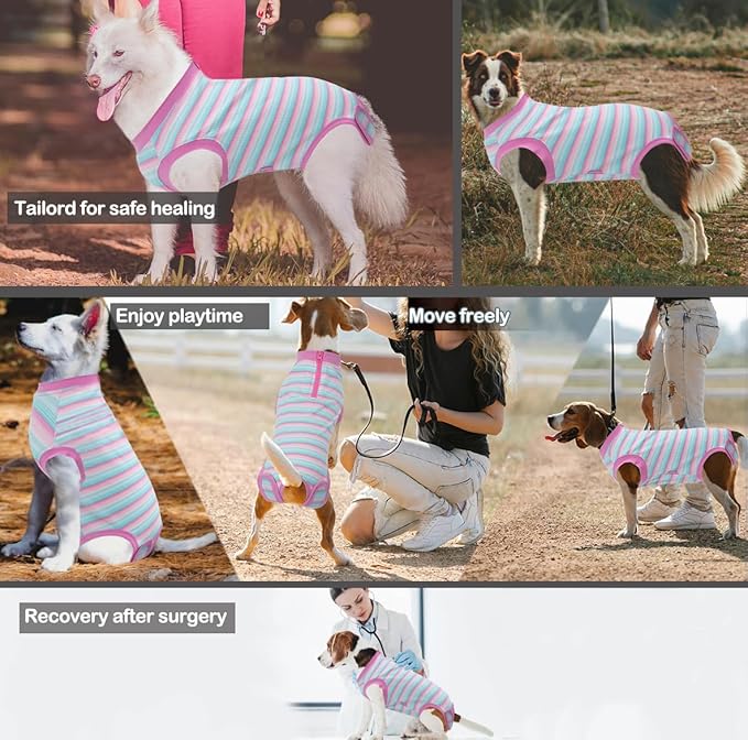 Recovery Suit for Dogs,Dog Cone Alternative Zipper Surgery Suit Female Spay,Soft Dog Surgery Suit for Anti Licking,Breathable Surgical Suit for Dogs Female Spay