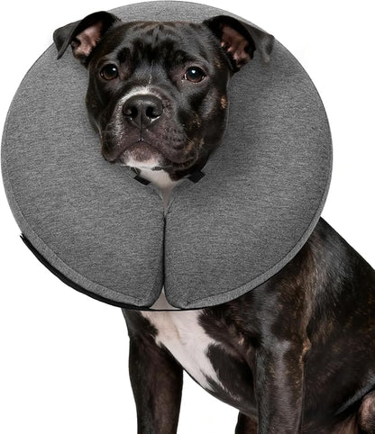 MIDOG Inflatable Dog Cone Collar – Soft Dog Cone Alternative After Surgery, Comfortable Recovery Neck Donut ECollar for Small Medium & Large Dogs and Cats to Stop Licking & Vision-Friendly (Grey,L)