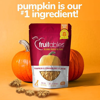 Fruitables Baked Dog Treats Pumpkin & Cranberry Wheat, Corn & Soy Free Healthy, Low Calorie 7 Ounces (Pack of 2)