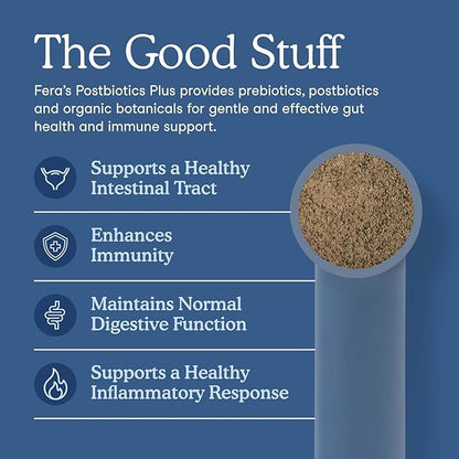 Fera Pets Postbiotics Plus Prebiotics for Dogs & Cats - with Slippery Elm - Promotes Optimal Digestive Health & Inflammatory Response - Enhances Immunity - 120 Scoops