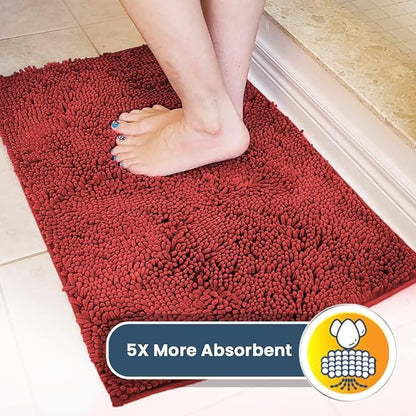 Muddy Mat® | Super Absorbent Door Mat Indoor, Microfiber Quick Dry Chenille Entryway Rug, Non-Slip Front Door Mat, Indoor Mats for Entryway, Machine Washable Pet Rug, Red 36"x72"