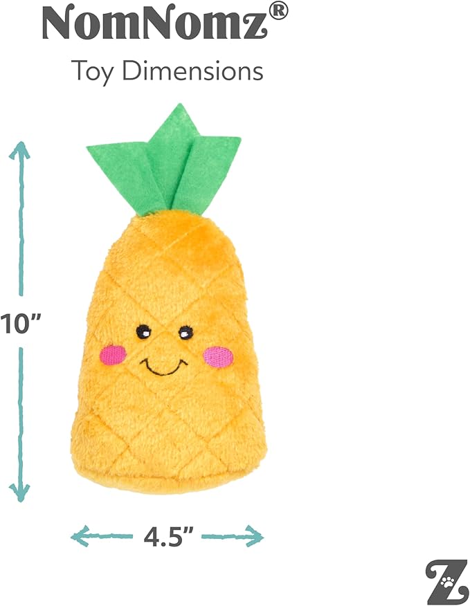 ZippyPaws NomNomz - Dog Squeaky Toys to Keep Them Busy, Funny Food Plush for Small & Medium Dogs, Cute Stuffed Puppy Toy, Pet Products, Gift for Dogs of All Breeds, Soft and Cuddly - Pineapple