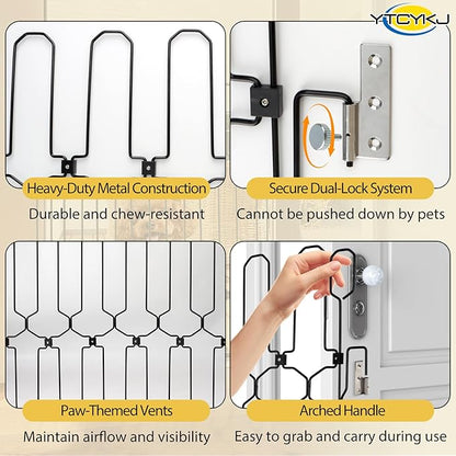 Retractable Pet Gate for Front Door - 35.4" Extra Wide, 30.7" Tall Heavy Duty Metal Retractable Door Barrier, Easy Install Safety Dog Gate for Front Door, RVs to Prevent Dogs from Dashing Out