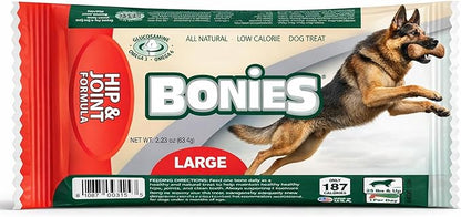 Bonies Natural Hip & Joint Formula Large-Sized Single Bone, Glucosamine & Omega Fatty Acids, Fresh Breath, Clean Teeth, Low Calories, Chicken Flavor, [Large Dog], 1 Bone