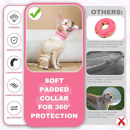 Arblina Soft Dog Cone Collar After Surgery,2-in-1 Adjustable Sponge Recovery Collar to Stop Licking Biting Wounds, Pet Elizabethan Dog Cone Alternative with Shield, L