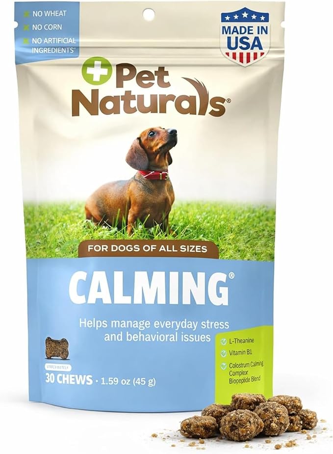 Pet Naturals Calming for Dogs, 30 Chews - Naturally Sourced Stress and Anxiety Calming Ingredients for Behavior Support - Vet Recommended