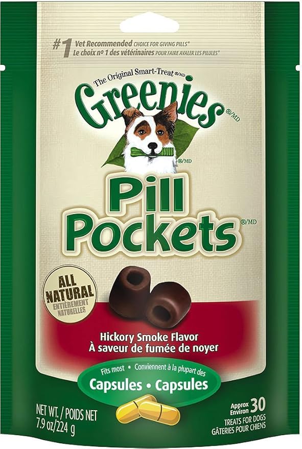 Greenies Pill Pockets for Dogs Large Size, Dog Treat Pouch for Capsule Medication, Hickory Smoke Flavor, 7.9 oz. Pouch