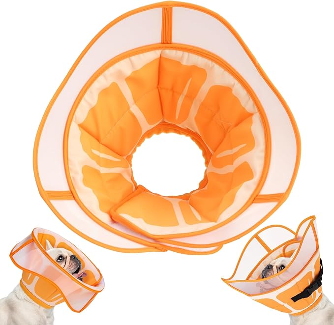 SCENEREAL Dog Cone for Dogs After Surgery, Adjustable Cone Collar Alternative to Stop Licking for Wound Care, Spay, Neuter, Soft Recovery Cone E-Collar Neck Collar for M L Size Dogs, Orange M