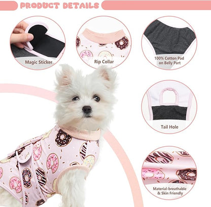 Dog Surgery Suit, Breathable Surgical Recovery Suit for Female Spay Male Neuter, Anti-Licking Surgical Recovery Suit for Abdominal Wounds Skin Disease, Pink, Medium