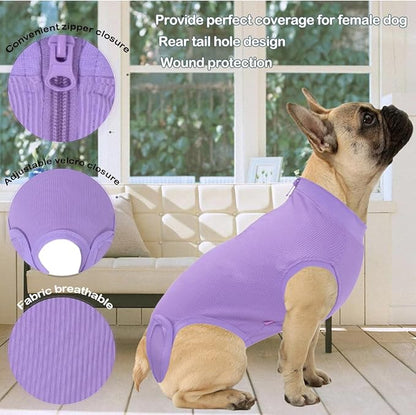 Recovery Suit for Dogs,Dog Cone Alternative Zipper Surgery Suit Female Spay,Soft Dog Surgery Suit for Anti Licking,Breathable Surgical Suit for Dogs Female Spay