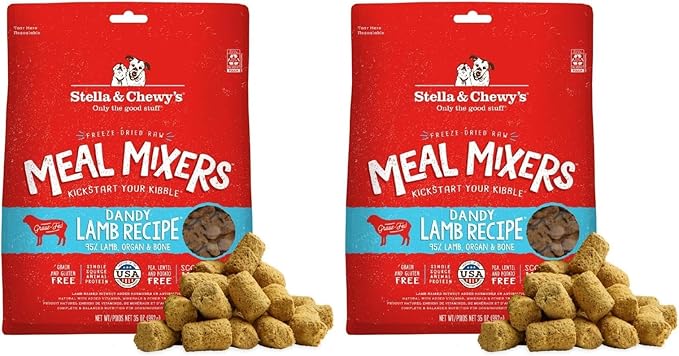 Stella & Chewy's Freeze-Dried Raw Lamb Meal Mixers- Dog Food Topper and Mixer - Made with 95% Grass-Fed Lamb, Organs & Bone - Perfect for Picky Eaters - Grain-Free - 35 oz (Pack of 2)