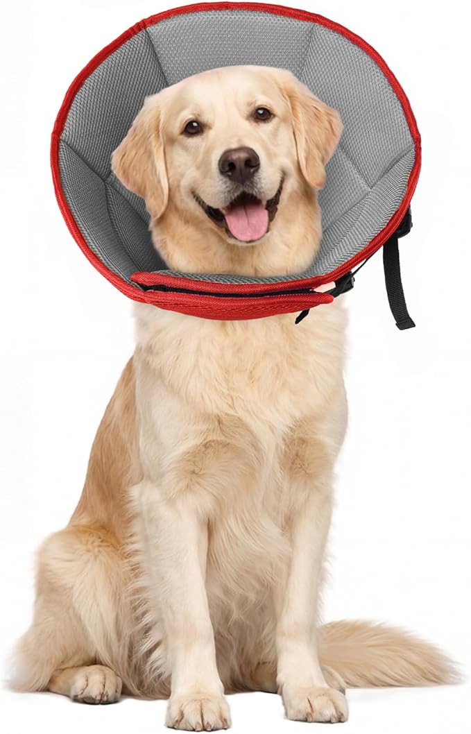 Dog Cone for Large Dogs After Surgery, Soft Dog Cone Collar for Dogs to Stop Licking, Adjustable Comfy E-Collar Alternative Lightweight Post-Surgery Recovery Elizabethan Collar for Pet