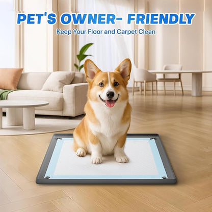 Pawinner 41PCS Puppy Pee Pad Holder Set for Dog, Non-Slip Silicone Dog Puppy Pad Holder for 24.4" x 24.4" Training Pads, High Edge Pee Pad Tray with 4 Magnetic Holder Clamps and 40pcs Puppy Potty Pad