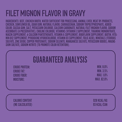 A Strong Heart Wet Dog Food Cups, Filet Mignon Flavor in Gravy - 3.5 oz Cups (Pack of 12), Made in The USA with Real Filet Mignon