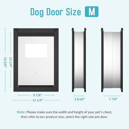 ClawJaw Aluminum Pet Door for Wall, with 2 Magnetic Flaps, Adjustable Tunnel, Doggie Door for Interior and Exterior Walls, Strong and Durable, Easy to Install, Black (Pets Up to 40 Lb)-Medium