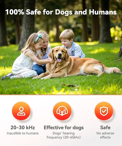 Dog Bark Deterrent Device, 3X Ultrasonic Anti Barking Device for Dogs, 6 Modes 23FT Range Bark Control, Stop Barking Neighbors Dog, Safe & Humane Rechargeable Behavior Correction Devices - Black