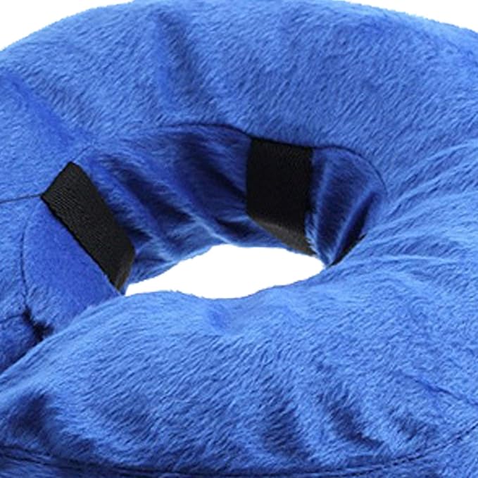 Inflatable Dog Neck Collar PVC Soft Warm Comfortable Protective Recovery Cone for Post Surgery Skin Itching Pets (Blue)