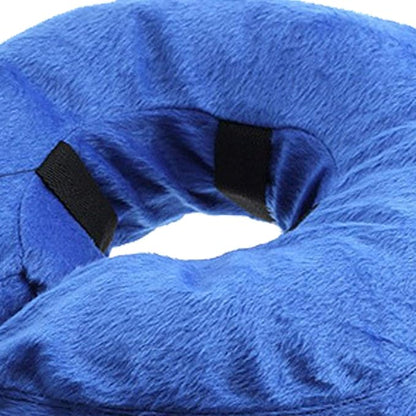 Inflatable Dog Neck Collar PVC Soft Warm Comfortable Protective Recovery Cone for Post Surgery Skin Itching Pets (Blue)