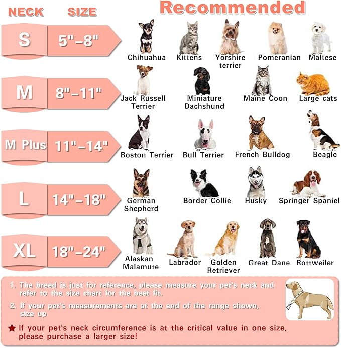 MRSOHRET Dog Cone, Dog Surgery Collar, Inflatable Cones for Small Medium Large Dogs, Pink Doughnut Dog Recovery Collar, Does not Impede Vision