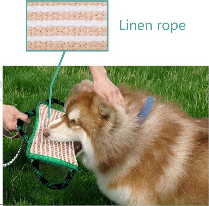 ToLanbbt Dog Toy, Tug of War Jute Bite Pillow (11' x 7.8'), Training Equipment for Medium to Large Dogs, Green