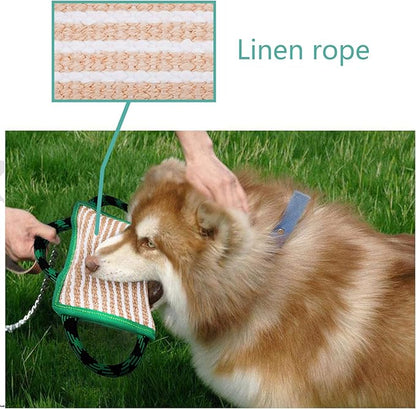 ToLanbbt Dog Toy, Tug of War Jute Bite Pillow (11' x 7.8'), Training Equipment for Medium to Large Dogs, Green