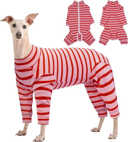 Kuoser Recovery Suit for Medium Dogs After Surgery, Long Sleeve Dog Surgery Recovery Suit, Dog Onesie for Abdominal Wounds Skin Disease, Red L
