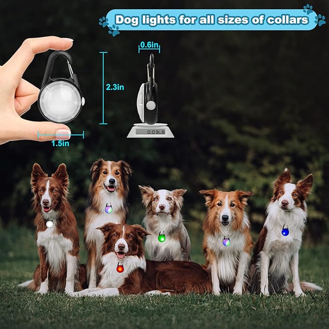 4 Modes Dog Lights for Night Walking, IP68 Waterproof Dog Collar Light, High Capacity Rechargeable Collar LED for Night Time Clip On（Black）