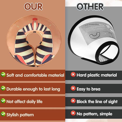EXPAWLORER X-Large Widen Soft Dog Cone Collar - Inflatable Dog Neck Donut Collar Alternative After Surgery to Stop Licking,Adjustable Protective Recovery E Collar(Rharaoh)