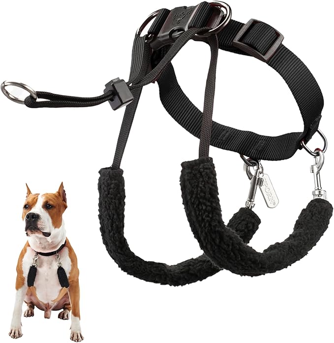 Sporn Original Dog Halter, No Pull Dog Harness, Durable Nylon Collar with Padded Restraint Sleeves for Medium Breeds, No Choke Design, Adjustable Fit, Easy On/Off, Black, Medium