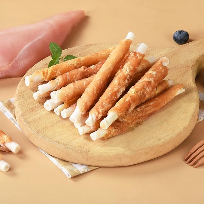 Pawmate Dog Treats Chicken Wrapped Rawhide Sticks w/Taurine, Long Lasting Dog Chews Trainning Snacks High Protein, Natural Chicken Treats for Small Medium Large Dogs 20-21 Counts, 10.6 oz