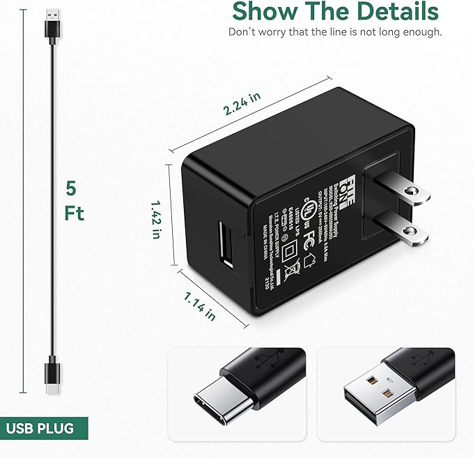 FITE ON Replacement Automatic Cat Feeder Adapter for PETLIBRO PLAF103 PLAF203 PLAF003 PLAF005 PLAF006 Pet Food Dispenser Charger Power Supply Cord