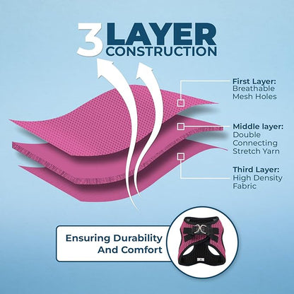 Voyager Step-in Air Dog Harness - All Weather Mesh Step in Vest Harness for Small and Medium Dogs by Best Pet Supplies - Harness (Fuchsia 2-Tone), X-Large