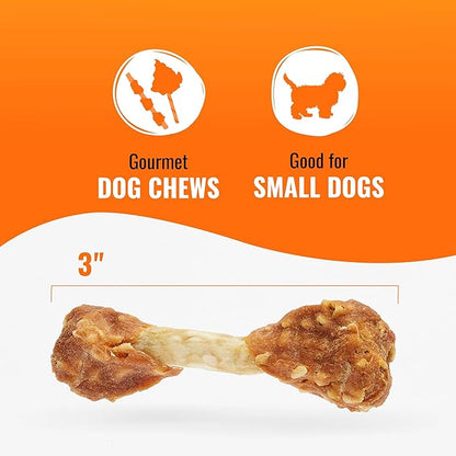 Good'N'Fun Chicken Flavored Dumbbells, Rawhide Snacks for Small Dogs