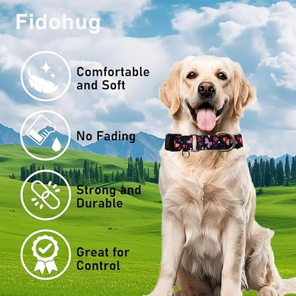 Martingale Collar with Buckle Purple Nylon Adjustable Cute Girl Female Dog Collars (Butterfly Floral, Small)
