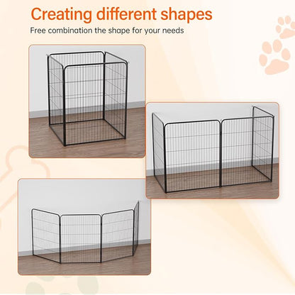 FDW Dog Playpen Dog Pen Dog Kennel 4 Panels 40 Inch Height Indoor Outdoor Folding Metal Portable Puppy Exercise Pen Heavy Duty Dog Fence for Yard Camping,Black