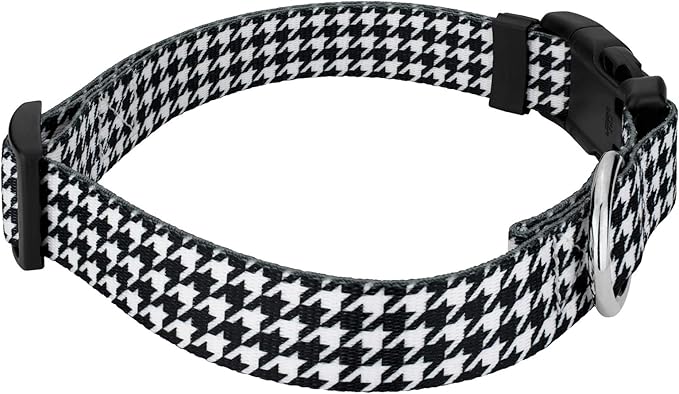 Country Brook Petz - Houndstooth Everyday Dog Collar and Leash - Sports and Athletics Collection Featuring Spirited Designs (5/8 Inch, Small)
