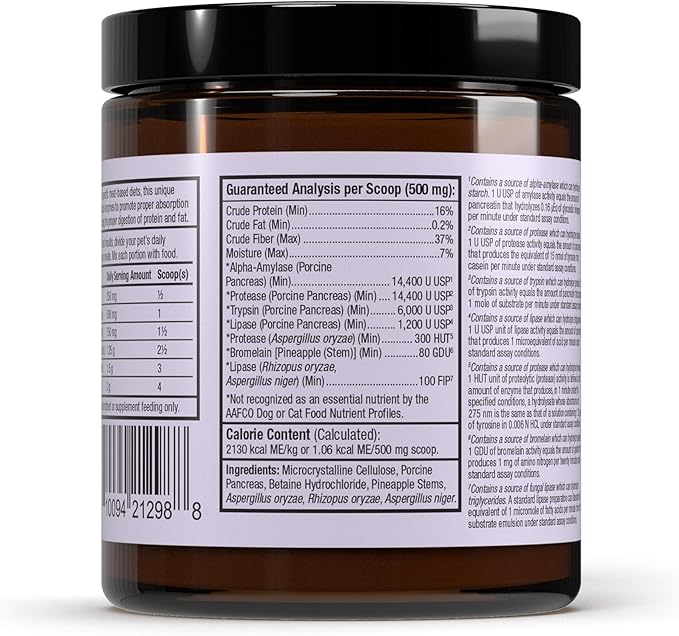 Dr. Mercola Bark & Whiskers Digestive Enzymes – Veterinarian Formulated – for Dogs & Cats – Non-GMO – 150 Scoops – Meat-Based Diet