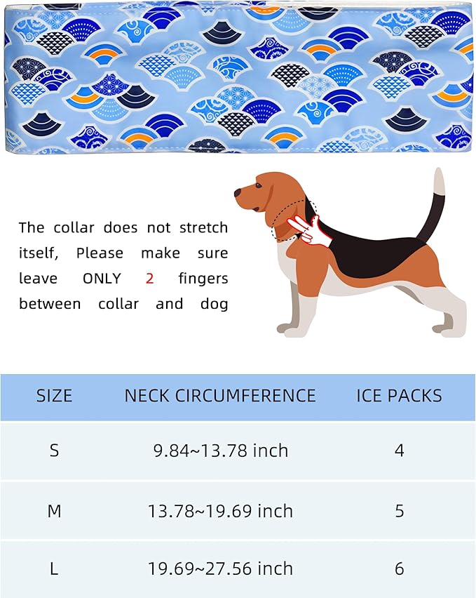 Hosiwei Dog Cooling Collar with Ice Packs - Adjustable Pet Cooling Bandana for Summer, Reusable & Freezable Neck Wrap Scarf for Dogs - Hot Weather Chill Out Accessory