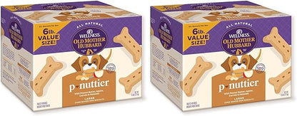 Old Mother Hubbard Wellness P-Nuttier Dog Biscuits,Natural,Training Treats,Peanut Butter Flavor,Large Size,(6 Pound Box),(Pack of 2)