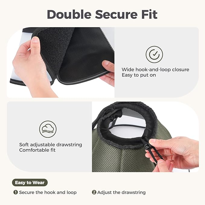 Avont Dog Cone Collar After Surgery, Alternative Adjustable Elizabeth Cone for Medium Large Dogs, Comfy Breathable Pet Recovery Collar to Stop Licking -Dark Green(L)