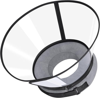 Sponge Core Dog Cone, Inflatable Dog Cone Collar Alternative, Dogs Donut Collar After Surgery, Soft Cone for Large Medium Small Dogs to Stop Licking, No Inflation Required, Clear View(Size 7, Gray)