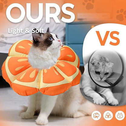 Avont Cat Cone Collar Soft, Adjustable Recovery E Collar Alternative for Cats Kittens Puppies, Elizabethan Neck Cone of Shame to Prevent Licking Biting After Surgery Protect Wounds -Tangerine(S)