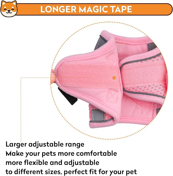 Dog Harness with Leash Set, No-Pull Step-in Reflective Pet Harness with 1 Leash Clips, Adjustable Soft Padded Easy Walk Dog Vest for Small Medium Large Dogs, Cats(Light Pink, XSmall)