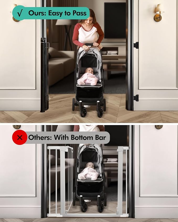 2PCS Retractable Baby Gates, Mesh Dog Gate for Doorways, 33.6" Tall, Expands to 55" Wide,Pet Safety Essential Fit for Baseboards, Wide Toddlers Gates for Hallways, Indoor & Outdoor,Black