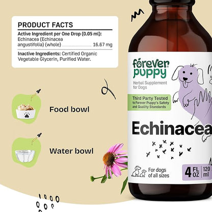 Forever Puppy Echinacea Drops for Dogs - Immunity Support & Respiratory Health w/Echinacea Herb Extract - Liquid Immune Support Supplement for Dogs of All Breeds & Sizes - 4 oz