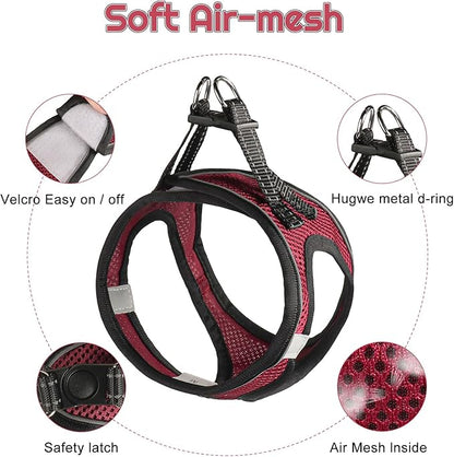 Dog Harness for Small Dogs and Leash Set, Honeycomb Grid, Reflective Lightweight Harness & Anti-Twist Pet Lead Multi Color, Size: XS-S-M. (S, Deep Purple)