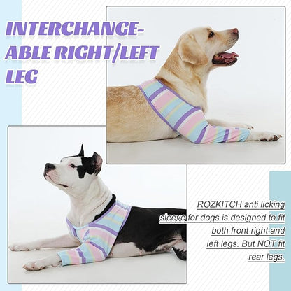 ROZKITCH Dog Recovery Sleeve Front Leg Right Left, Light Arm Protection Keep Bandages in Place for Wound, Stop Chewing Wound Cover ACL Recovery for Sprain CCL Arthritis Joint Care Stripe S