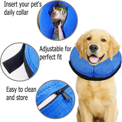 Dog Cone Collar for Small Medium Large Dogs After Surgery, Inflatable Doggie Neck Donut Collar Recovery ECollar, Soft Adjustable Dog Cones Alternative, Protective Pet Cones for Dogs